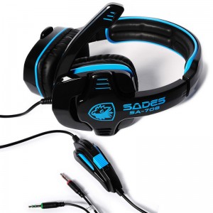 Наушники с микрофоном Sades SA708 Blue 
